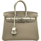 エルメス HERMES バーキン25　パーソナルオーダー U刻 トゥルティエールグレー/マッシュルーム シルバー金具 トゴ レディース ハンドバッグ