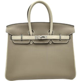 エルメス HERMES バーキン25　パーソナルオーダー U刻 トゥルティエールグレー/マッシュルーム シルバー金具 トゴ レディース ハンドバッグ