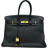 エルメス HERMES バーキン35 □O刻印 ブラック ゴールド金具 トゴ レディース ハンドバッグ