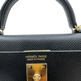 エルメス HERMES ミニケリー2 K刻印 ブラック×ゴールド金具 エプソン レディース ショルダーバッグ