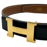 エルメス HERMES コンスタンス ベルト70cm ブラック/ゴールド金具 ボックスカーフ/クシュベル レディース ベルト