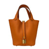 エルメス HERMES ピコタンロックPM K刻 オレンジミニアン ゴールド金具 トリヨン レディース ハンドバッグ