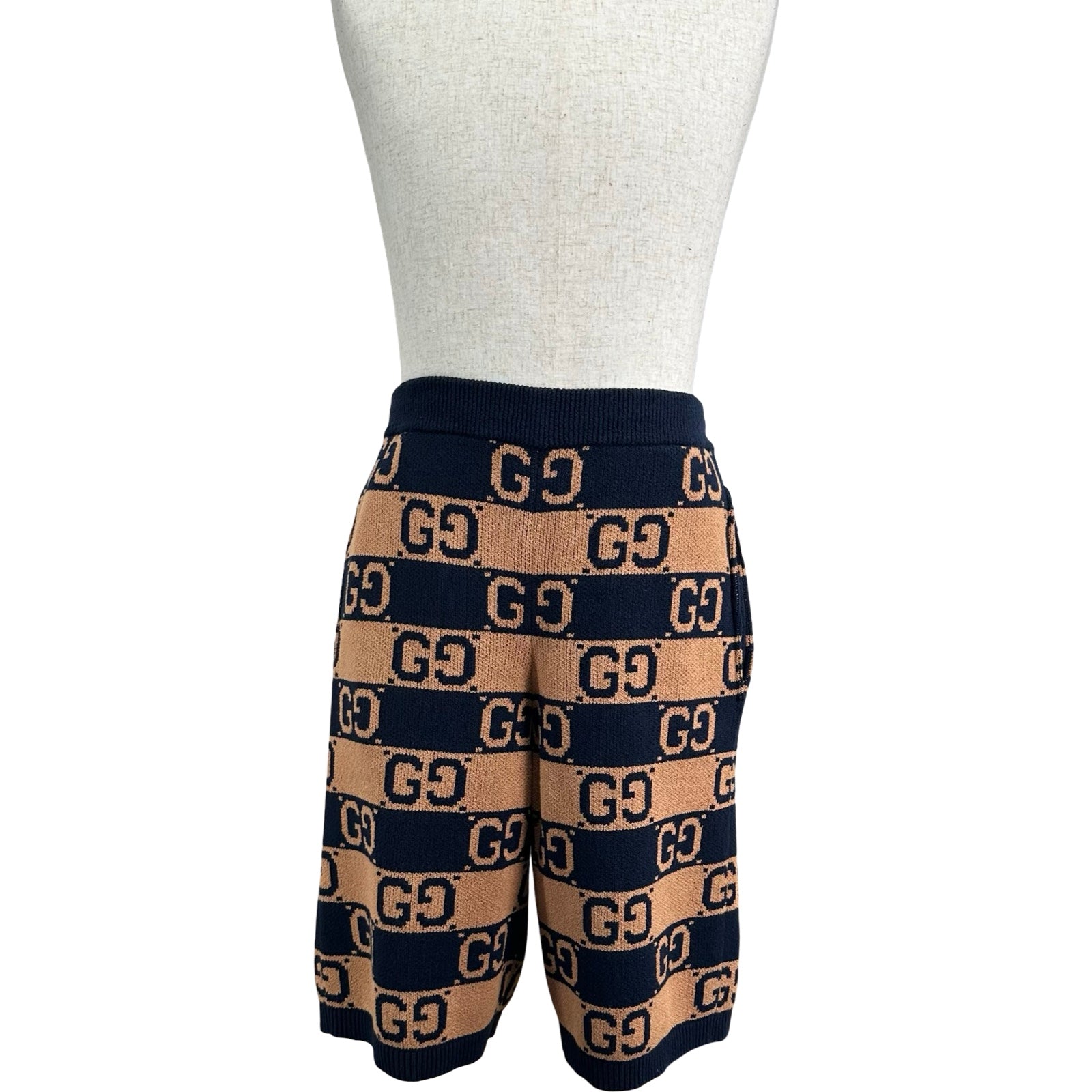 グッチ GUCCI GG総柄コットンニットハーフパンツ 752098 ネイビー