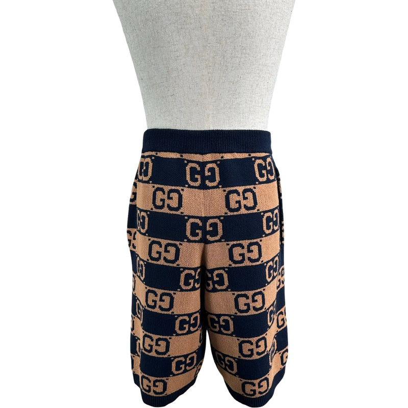 GUCCI GG総柄ロゴショーツ グッチ GUCCI GG総柄コットンニットハーフパンツ 752098 ネイビー