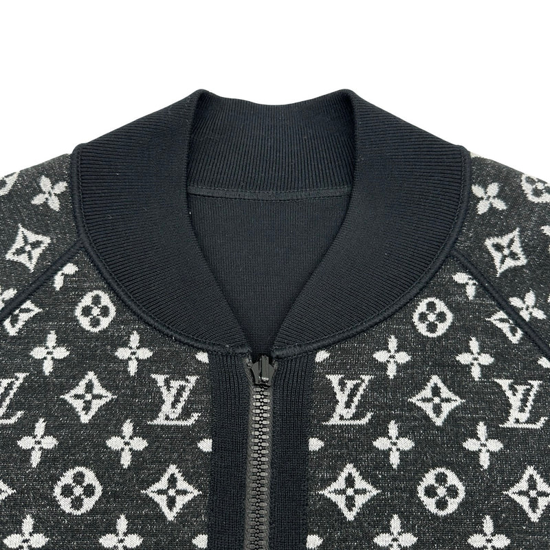 ルイ・ヴィトン LOUIS VUITTON モノグラム総柄ジップアップニットブルゾン HKN05W ブラック ウール メンズ ブルゾン ルイ・ヴィトン LOUIS VUITTON モノグラム総柄ジップアップニット