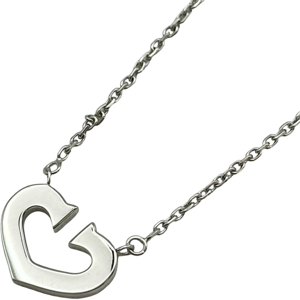 Cartier カルティエ ネックレス ハート ラウンド サークル プレート 銀 カルティエ Cartier Cハートネックレス ホワイトゴールド 750