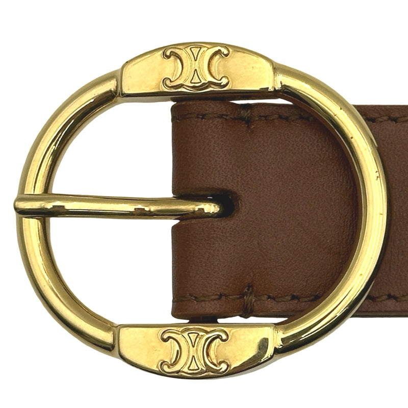 セリーヌ CELINE トリオンフレザーベルト 80 ブラウン ゴールド金具