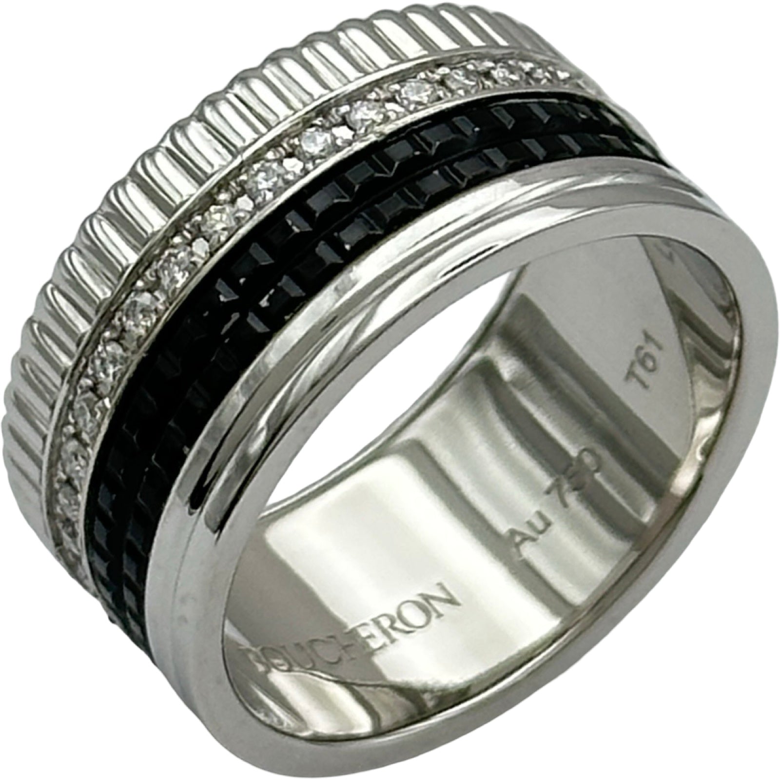 BOUCHERON ブシュロン キャトルクラシック リング シルバー/ブラック Au750 ブシュロン BOUCHERON キャトルブラックダイヤリングラージ ホワイト