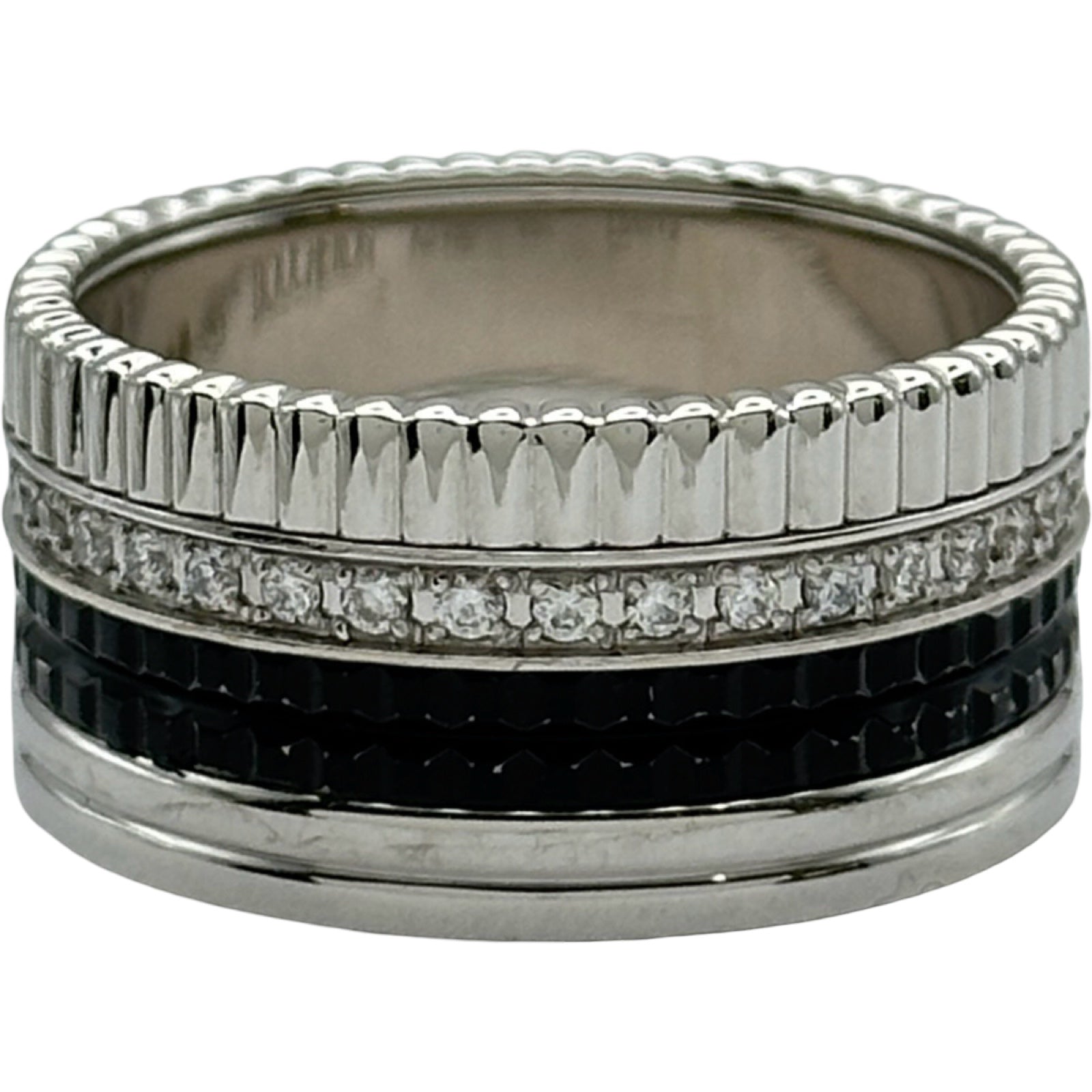 ブシュロン BOUCHERON キャトルブラックダイヤリングラージ ホワイトゴールド Au750 ブラックセラミック ジュエリー ブシュロン BOUCHERON キャトルブラックダイヤリングラージ ホワイト