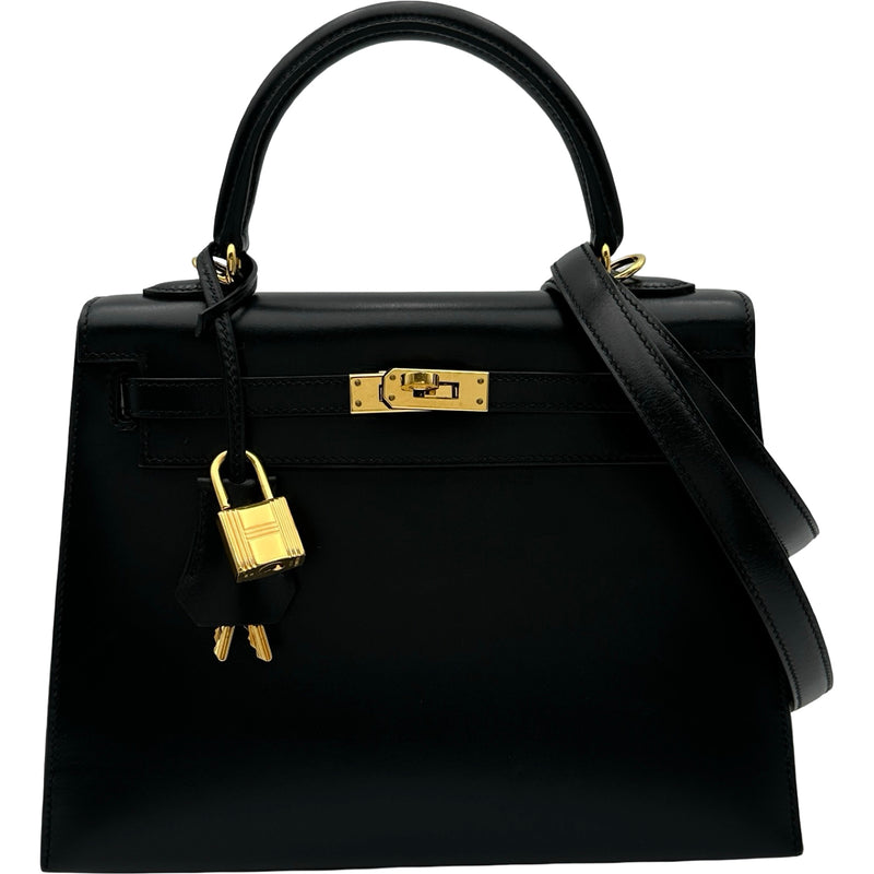 エルメス HERMES ケリー25 外縫い D刻 ブラック ゴールド金具 ボックス