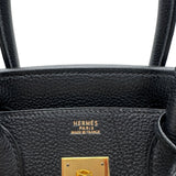 エルメス HERMES バーキン30 □F刻印 ブラック×ゴールド金具 フィヨルド レディース ハンドバッグ