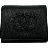 シャネル CHANEL スモールフラップウォレット AP4656 27番台 ブラック ゴールド金具 キャビア レディース 三つ折り財布