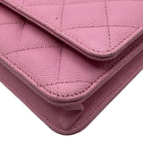シャネル CHANEL マトラッセチェーンウォレット AP0250 ピンク ゴールド金具 キャビア レディース ショルダーバッグ