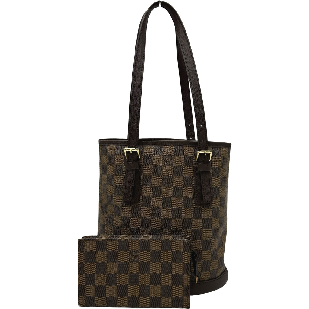 本物 ルイヴィトン LOUIS VUITTON LV マレ ダミエ エベヌ ショルダーバッグ トートバッグ ブラウン N42240 Marais ビトン バッグ 中古・ LOUIS VUITTON - 本物 ルイヴィトン LOUIS VUITTON LV マレ ダミエ