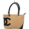 シャネル CHANEL カンボンライントート ラージ A25169 8番台 ベージュ/ブラック ラムスキン レディース ハンドバッグ
