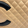 シャネル CHANEL カンボンライントート ラージ A25169 8番台 ベージュ/ブラック ラムスキン レディース ハンドバッグ