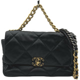 シャネル CHANEL CHANEL19 ラージバッグ AS1161 ブラック ゴールド金具×シルバー金具 シャイニーラム レディース ショルダーバッグ