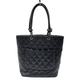 シャネル CHANEL カンボンライン トートミディアム A25167 10番台 ブラック ラムスキン レディース トートバッグ