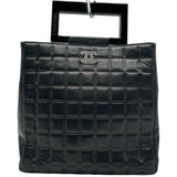 シャネル CHANEL チョコバー ハンドバッグ 7番台 ブラック ラムスキン レディース ハンドバッグ