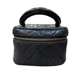 シャネル CHANEL トップハンドルバニティバッグ ブラック ゴールド金具 ラムスキン レディース ハンドバッグ