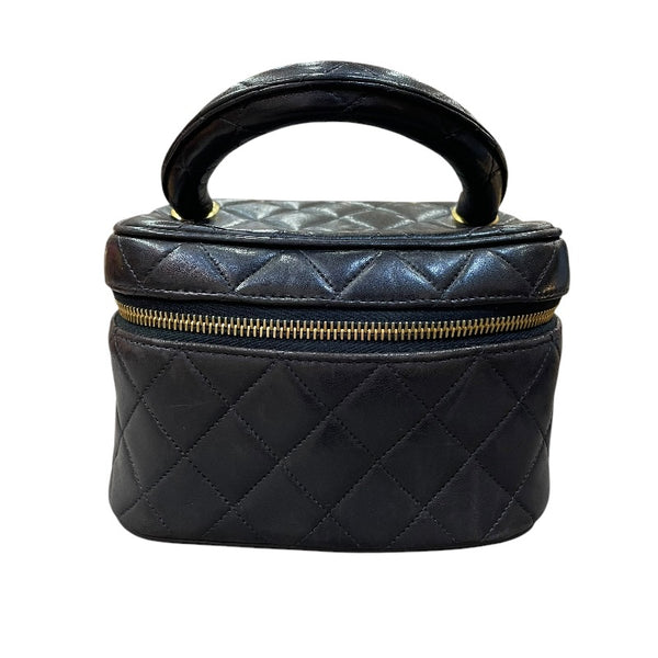 CHANEL ノベルティラムスキンレザーバニティショルダーバッグブラックおまけ付 シャネル CHANEL トップハンドルバニティバッグ ブラック ゴールド金具