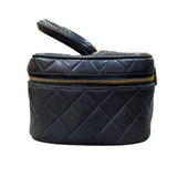 シャネル CHANEL トップハンドルバニティバッグ ブラック ゴールド金具 ラムスキン レディース ハンドバッグ