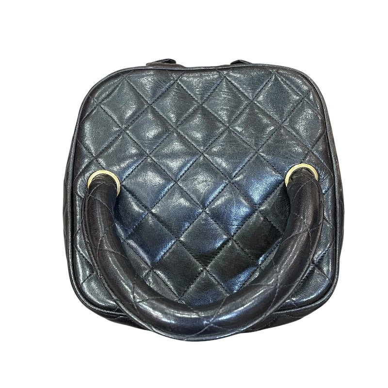 シャネル CHANEL トップハンドルバニティバッグ ブラック ゴールド金具