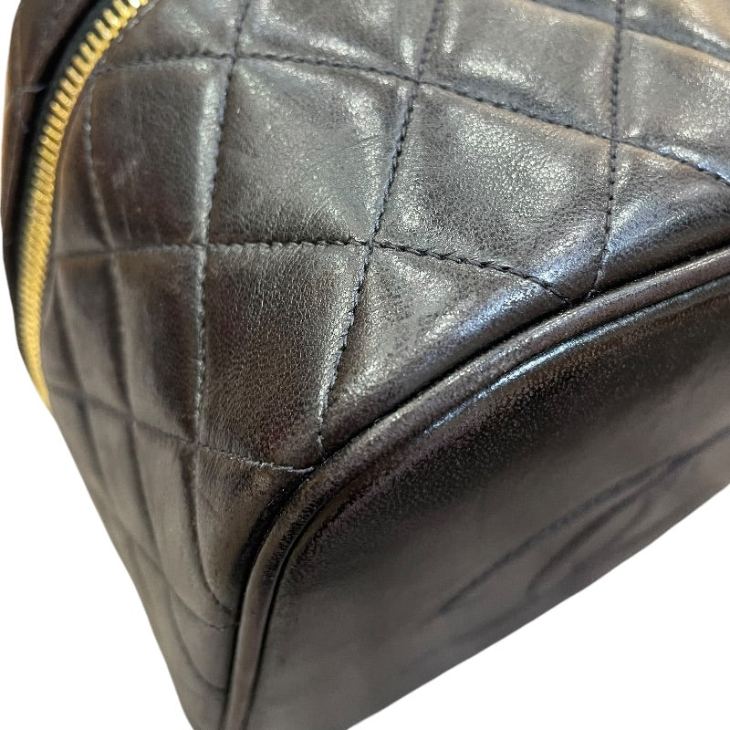 シャネル CHANEL トップハンドルバニティバッグ ブラック ゴールド金具