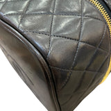 シャネル CHANEL トップハンドルバニティバッグ ブラック ゴールド金具 ラムスキン レディース ハンドバッグ
