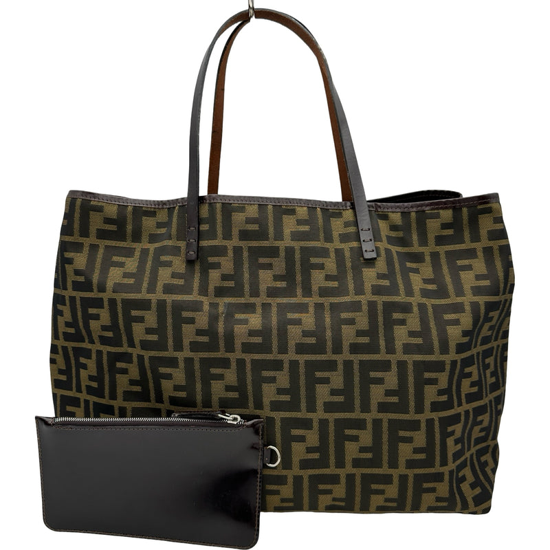 フェンディ FENDI ズッカトートバッグ カーキ ナイロンジャガード