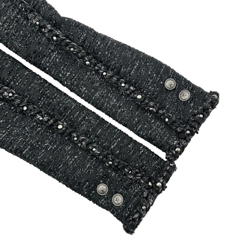 CHANEL ブラック　ツイードラメ　ノーカラージャケット36 シャネル CHANEL ラメツイードノーカラージャケット P49616 ブラック