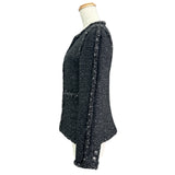 シャネル CHANEL ラメツイードノーカラージャケット P49616 ブラック ツイード レディース ノーカラージャケット