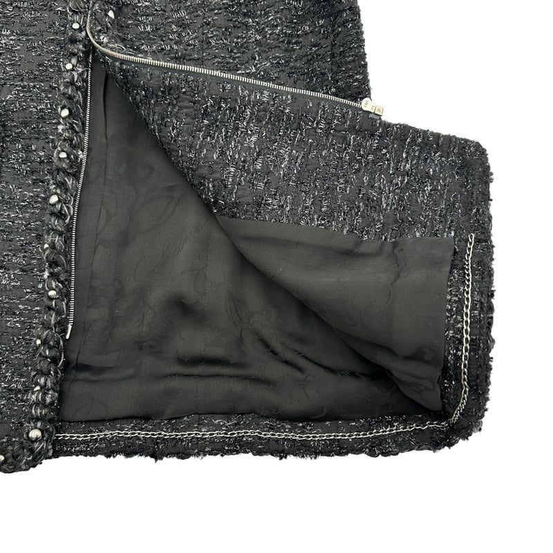 CHANEL ブラック　ツイードラメ　ノーカラージャケット36 シャネル CHANEL ラメツイードノーカラージャケット P49616 ブラック