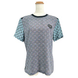 ルイ・ヴィトン LOUIS VUITTON モノグラムシルク切替半袖Tシャツ FHTS95RVC ブルー シルク レディース 半袖Ｔシャツ