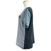 ルイ・ヴィトン LOUIS VUITTON モノグラムシルク切替半袖Tシャツ FHTS95RVC ブルー シルク レディース 半袖Ｔシャツ