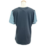 ルイ・ヴィトン LOUIS VUITTON モノグラムシルク切替半袖Tシャツ FHTS95RVC ブルー シルク レディース 半袖Ｔシャツ