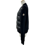 モンクレール MONCLER ダウン切替ジップアップカーディガン ブラック コットン レディース カーディガン