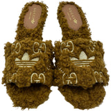 グッチ GUCCI ×adidas ムートンヒールサンダル 722440 ベージュ ムートン レディース サンダル