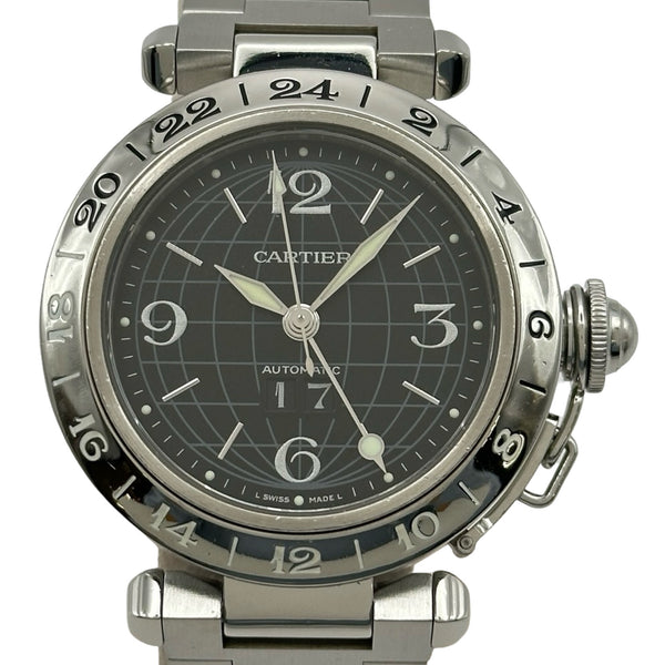 カルティエ Cartier パシャCメリディアンGMT W31049M7 ブラック