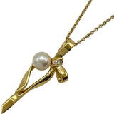 ミキモト MIKIMOTO リボンネックレス ゴールド K18 パール ジュエリー