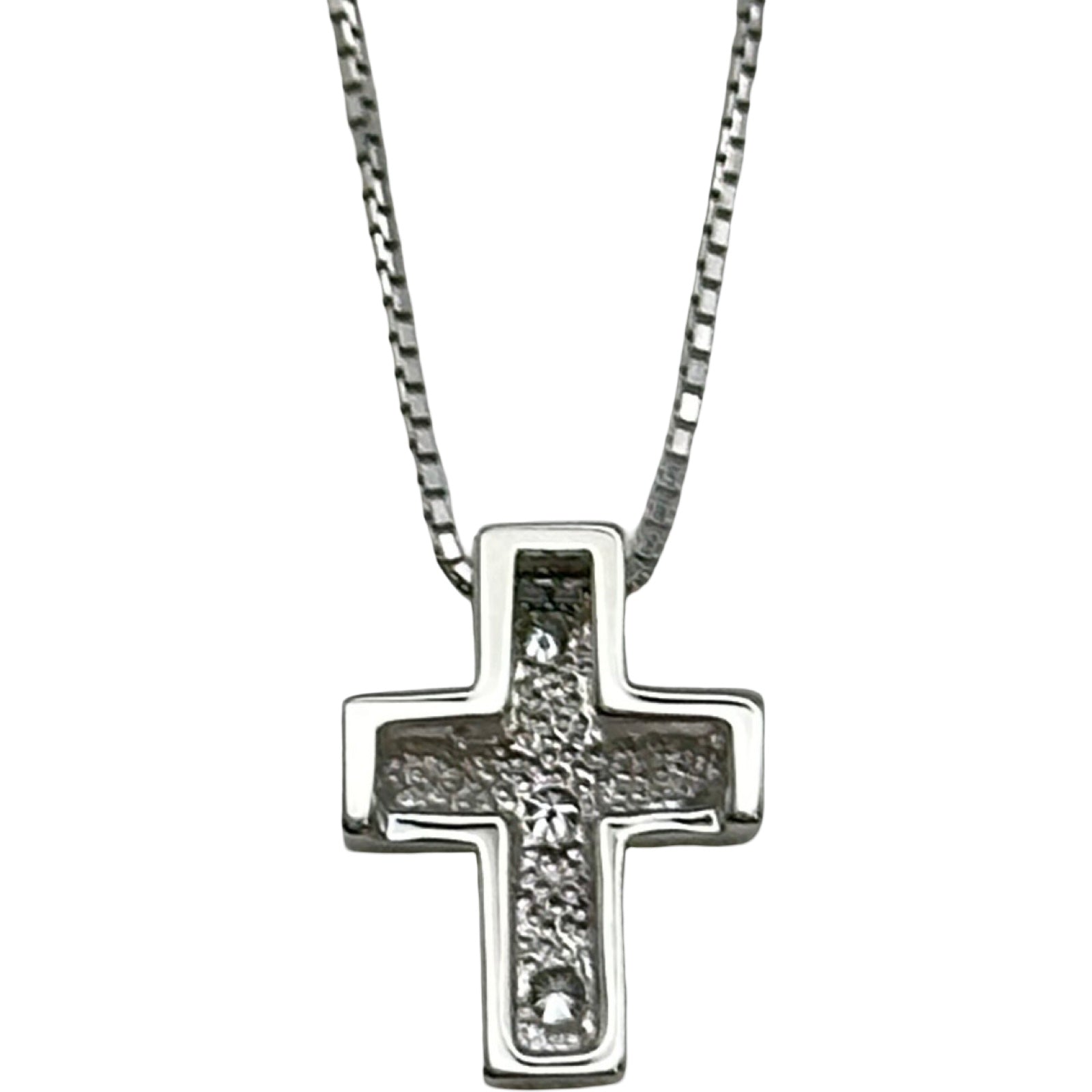 タサキ TASAKI クロスネックレス ホワイトゴールド K14WG ダイヤモンド