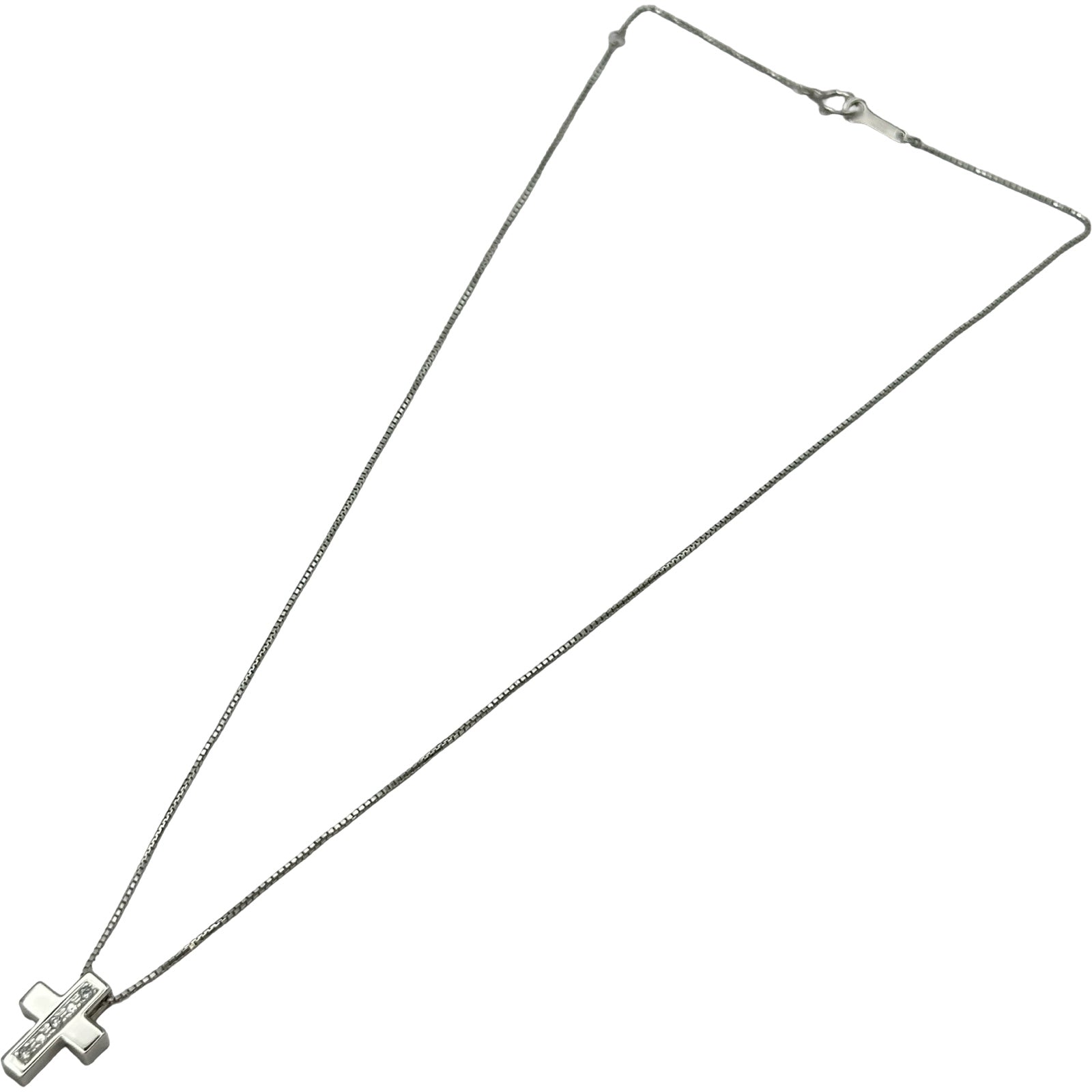 タサキ TASAKI クロスネックレス ホワイトゴールド K14WG ダイヤモンド