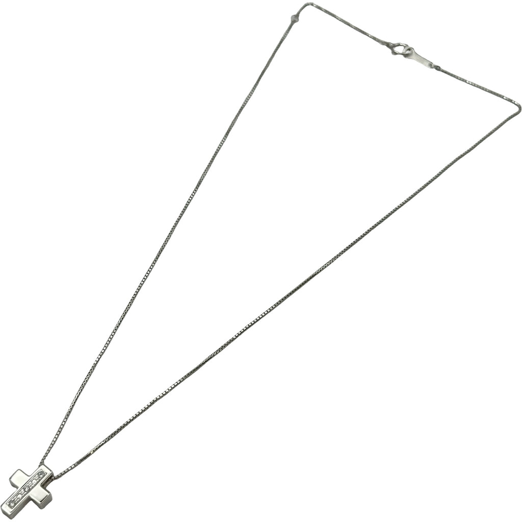 タサキ TASAKI クロスネックレス ホワイトゴールド K14WG ダイヤモンド