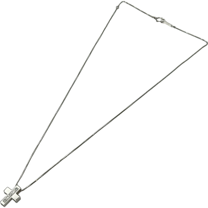 タサキ TASAKI クロスネックレス ホワイトゴールド K14WG ダイヤモンド