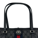 バレンシアガ BALENCIAGA GUCCIコラボ ザ ハッカープロジェクト トートバッグ 680125 グレー/ブラック キャンバス レザー レディース トートバッグ