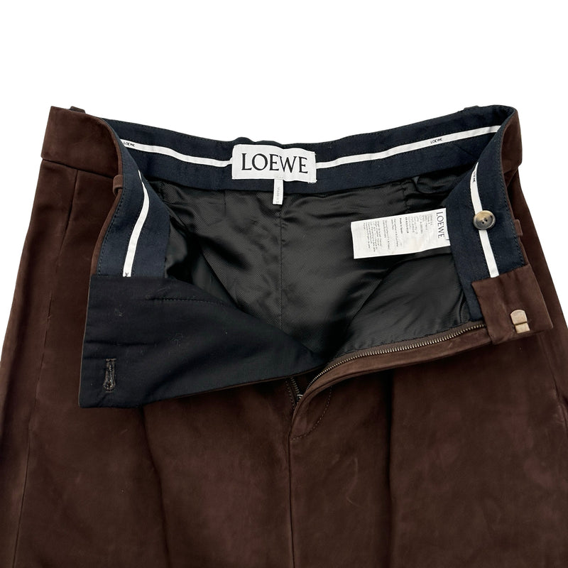 ロエベ LOEWE ヌバッグレザーワイドパンツ H526Y54L58 ブラウン メンズ