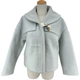 エルメス HERMES ウールヘリンボーンダッフルコート 3H0149DK ブルー ウール レディース ダッフルコート