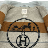 エルメス HERMES ウールヘリンボーンダッフルコート 3H0149DK ブルー ウール レディース ダッフルコート
