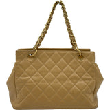 シャネル CHANEL PTT チェーンハンドバッグ A18004 6番台 ベージュ ゴールド金具 キャビアスキン レディース トートバッグ