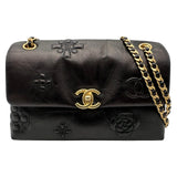 シャネル CHANEL カメリア スモールフラップバッグ AS2328 30番台 ブラック/ゴールド金具 シャイニーカーフ レディース ショルダーバッグ